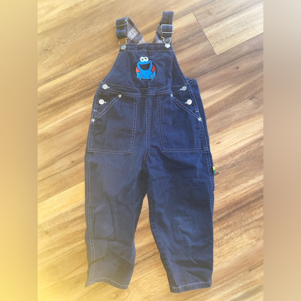 Sesame Street Navy and Blue Cookie Monster Overalls